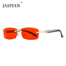 JASPEER-gafas de sol rectangulares Retro Para hombre y mujer, lentes de sol sin montura, de diseñador de marca, UV400, para conducir, transparentes, a la moda 2024 - compra barato