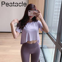 Peatacle Sexy Sports T-shirt Women Loose and Thin Quick Dry Running Blouse Fitness Yoga Top 2024 - buy cheap