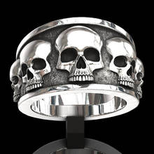 Кольцо мужское, в стиле ретро, с изображением черепа, хип-хопа 2024 - купить недорого