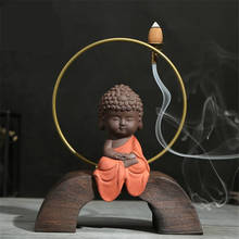 Zen pequeno monge madeira queimador de incenso, criativo anel de ferro suporte de cones incenso para decoração de casa escritório artesanato incensário 2024 - compre barato