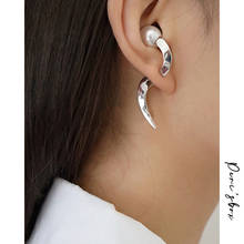 Peri'sBox Gold Silver Color S Shape Faux Pearl Earrings Arc Geometric Earrings for Women Cochlea Statement Earrings Studs 2020 2024 - buy cheap
