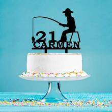 Personalized Men's Birthday Cake Topper Custom Name Age Man Fishing Cake Topper For Men's Birthday Party Cake Decoration YC113 2024 - buy cheap