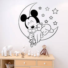 Disney-calcomanía de vinilo para pared de Mickey Moon Stars, pegatinas de pared para dormir para niños, decoración para habitación infantil, Mural de pared del dormitorio 2024 - compra barato