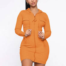 2021 Fashion Hooded Women Long Sleeves Mini Dress Casual Solid Color Zipper Slim Dress Elegant Streetwear Style Sexy Dresses 2024 - buy cheap