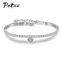 Luxury 925 Sterling Silver Charms Bracelets Chain Link Bracelet For Women Ladies Shining AAA Cubic Zircon Crystal Jewelry 2024 - buy cheap