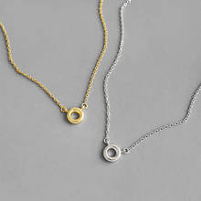 Real 925 prata esterlina mini círculo pingentes colares para as mulheres, minimalista ouro cor gargantilha colar pescoço corrente jóias 2024 - compre barato