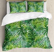 Juego de funda nórdica con diseño de hojas, juego de cama de 3 piezas con diseño de hojas, Tropical, exótico, plátano, bosque, palmera, hojas, acuarela, imagen decorativa 2024 - compra barato