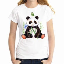 Moda mujer Camiseta de manga corta Panda comiendo bambú impresionante Animal chica camiseta Harajuku hip hop camisetas tops 2024 - compra barato