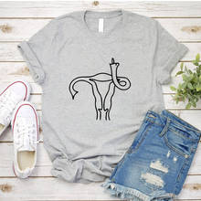 Middle Finger Uterus Funny Tshirt Humor Design Harajuku Style Shirt for Women Gift Tees 2024 - buy cheap