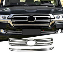 Front Mesh Grilles Cover Trim For Toyota Land Cruiser 200 FJ200 2016 ABS Chrome Car Styling Decoration Accessories 2024 - buy cheap