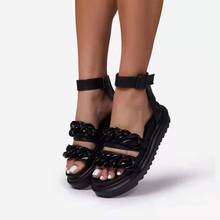 Retro Women Sandals Snake Flat Platform Ladies Wedge Women's Shoes Woman Casual Buckle Strap Chain Female Summer 2021 New 2024 - buy cheap