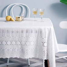 Toalha de mesa de renda branca, toalha retangular para festa de casamento, hotel e natal, toalha de mesa europeia americana de luxo 2024 - compre barato