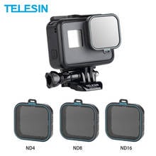 TELESIN-Juego de protectores de lentes ND, filtro de densidad neutra para Gopro Hero 5 Hero 6, Accesorios Negros, ND4 8 16, paquete de 3 2024 - compra barato