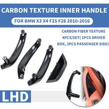 LHD Left Hand Drive Car Caron Fiber Front Rear Left Right Interior Inner Door Pull Handle Trim Cover Panel For BMW X3 X4 F25 F26 2024 - buy cheap
