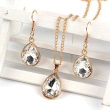 1 set Rose Gold Water drop Pendant Necklace & earrings Fashion Jewelry white 2024 - buy cheap