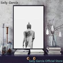 Religion Wall Art Canvas Painting Modern Black and White Buddha Statue Vertical Yoga Poster and Print Bedroom Decoration Picture 2024 - buy cheap