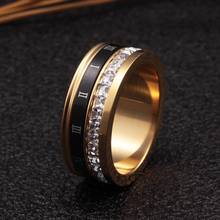 High Quality Stainless Steel Roman Numerals Design Men Women Charm Rings Brand Charm Wedding Party Crystal Fashion Rings anillo 2024 - buy cheap