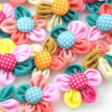 20pcs Chiffon Ribbon Bows Flowers Dot Button Appliques Doll Bulk DIY Craft B291 2024 - buy cheap