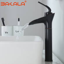 BAKALA смеситель для ванной комнаты, высокий Твердый латунный запеченный матовый никелевый кран с одной ручкой для горячей и холодной воды, смеситель для раковины 2024 - купить недорого