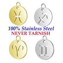 5 Pieces 12 Constellation Zodiac Signs Charm Wholesale 100% Stainless Steel AAAAA Quality Pendants Never Tarnish High Polished 2024 - buy cheap