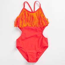 2020 New Girls Swimwear One Piece Tassel Style Children Swimwear 3-13Years Girls Bathing Suit One-Piece Swimsuit 1064 2024 - buy cheap