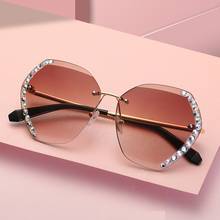 Óculos de sol feminino luxuoso, com strass, lente marrom, cristal de diamante, uv400, 2020 2024 - compre barato