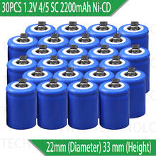 30 шт./лот Ni-Cd 1,2 в 2200 мАч 4/5 SubC Sub 4/5SC перезаряжаемая батарея с Tab-синий аккумулятор для электроинструментов Бесплатная доставка 2024 - купить недорого