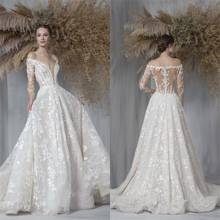 Vestido de noiva modelo novo, vestidos para casamento com cauda trançada, mangas compridas, feito sob encomenda, 2021 2024 - compre barato