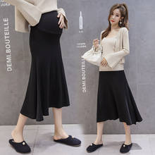 2021 New Korean Skirts Womens Autumn Maternity Elastic Waist Strap Knitted Skirt Pregnancy Long Skirt Clothes for Pregnant Women 2024 - buy cheap