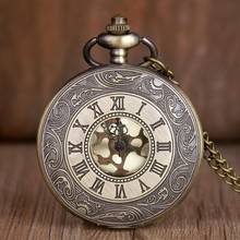 Vintage Bronze Steampunk Pocket Watch Roman Numerals Quartz Necklace Pocket & Fob Watches Chain Men Women Clock 2024 - buy cheap