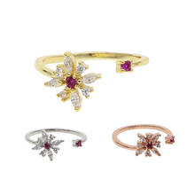 elegant Trendy Tiny Crystal Flower Adjustable Open Rings Women wedding delicate dainty minimal Jewelry 2024 - compre barato