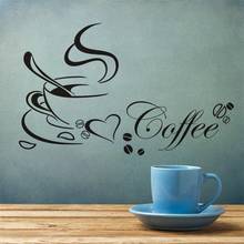 HOT Coffee Cup With Heart Vinyl Quote Restaurant Kitchen Cafe Shop Removable Wall Stickers DIY Home Decor Wall Art MURAL 2024 - buy cheap