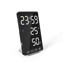 6Inch Mirror LED Alarm Clock Touch Button Digital Clock LED Time Temperature Humidity Display USB Output Port Table Clock 2024 - buy cheap