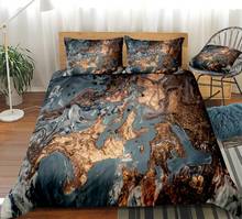 Mármore conjunto de cama azul capa edredão conjunto mármore abstrato roupa cama moderna colcha meninos meninas casa têxtil microfibra camas conjunto 2024 - compre barato