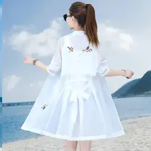 2022 Summer New Sun Protection Clothing Women's Coat Mid-Length Loose Embroidered Beachwear Female Windbreaker Jackets Tops L390 2024 - buy cheap