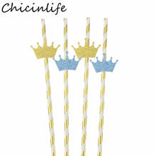 Chicinlife-pajitas de papel con forma de corona para fiesta de cumpleaños, suministros de boda para Celebración de bebé, Princesa, príncipe, primer cumpleaños, 10 Uds. 2024 - compra barato