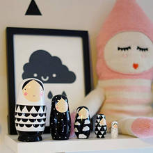 Cartoon Girl Matryoshka Russian Nesting Dolls Babushka Wooden Set 5 Pieces 2024 - buy cheap