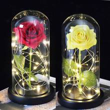 Beauty and beast rose in flask LED's Rose light black base glass dome best for mother's Day Valentine's Day gifts 2024 - buy cheap