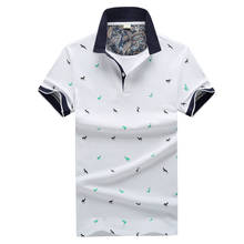Модная летняя рубашка-поло с коротким рукавом, мужская хлопковая приталенная Повседневная рубашка-поло с принтом, дышащая Повседневная рубашка с вышивкой, мужская одежда 2024 - купить недорого