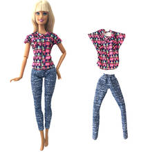 Nk 1 pçs artesanal boneca roupas camisa roxa magro jean casual wear moda calças para barbie boneca acessórios brinquedos 278h2 7x 2024 - compre barato