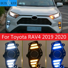 1 Pair DRL LED Daytime Running Light Waterproof with flow Yellow Turn Signal Bumper For Toyota RAV4 2019 2020 2024 - buy cheap