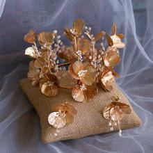 Tiaras de casamento flor de ouro barroco, acessório de cabeça para baile, para noivas 2024 - compre barato