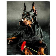 Набор для вышивки крестиком Doberman Pinscher, картина из круглых страз с квадратными стразами, 5D Мозаика из страз, рисунок с собакой 2024 - купить недорого
