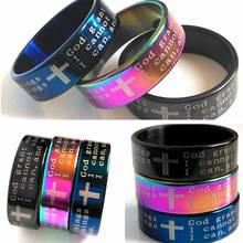 100pcs English SERENITY PRAYER Stainless steel rings Religious Christian Cross rings Wholesale Fashion Jewelry Lots 2024 - buy cheap