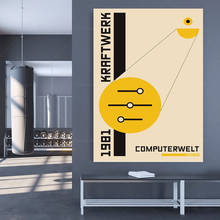 Kraftwerk-mundo do computador-mínimo bauhaus arte eletrônica ilustração sintetizador cartaz impressão design alternativo mike slobo 2024 - compre barato