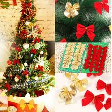 Lazos rojos de Navidad, decoraciones colgantes de oro y plata, Adornos de árbol de Navidad de lazo, regalo de Año Nuevo, fiesta de Navidad, 12 Uds. 2024 - compra barato