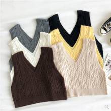 Women Short Knitted Sweater Sleeveless Korean Style Women Sweater Vest Ladies V-Neck Pullover Crop Tops Female Tank Tops JW9837 2024 - buy cheap