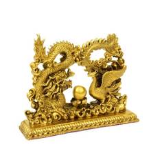 Estatua de cobre puro de dragón y Fénix, regalos de boda, nueva decoración de la sala de bodas, adorno de latón de dragón y Fénix 2024 - compra barato
