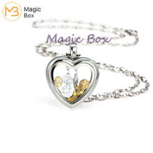 Stainless steel silver heart floating locket necklace pendant magnetic glass living photo locket charm 2024 - buy cheap