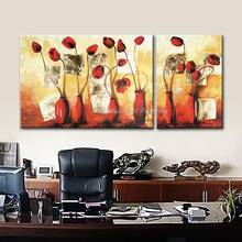 Mintura 2Pcs Hand Painted Flowers Oil Painting On Canvas Modern Abstract Wall Art Picture For Living Room Home Office Decoration 2024 - buy cheap